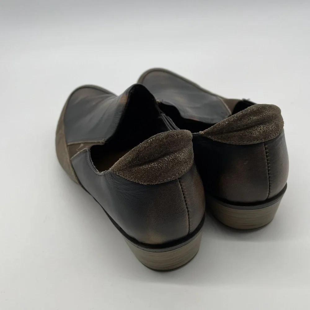 Noat Vtg Women Loafers Size 10 Brown Leather Slip On Low Wedges Shoes‎
